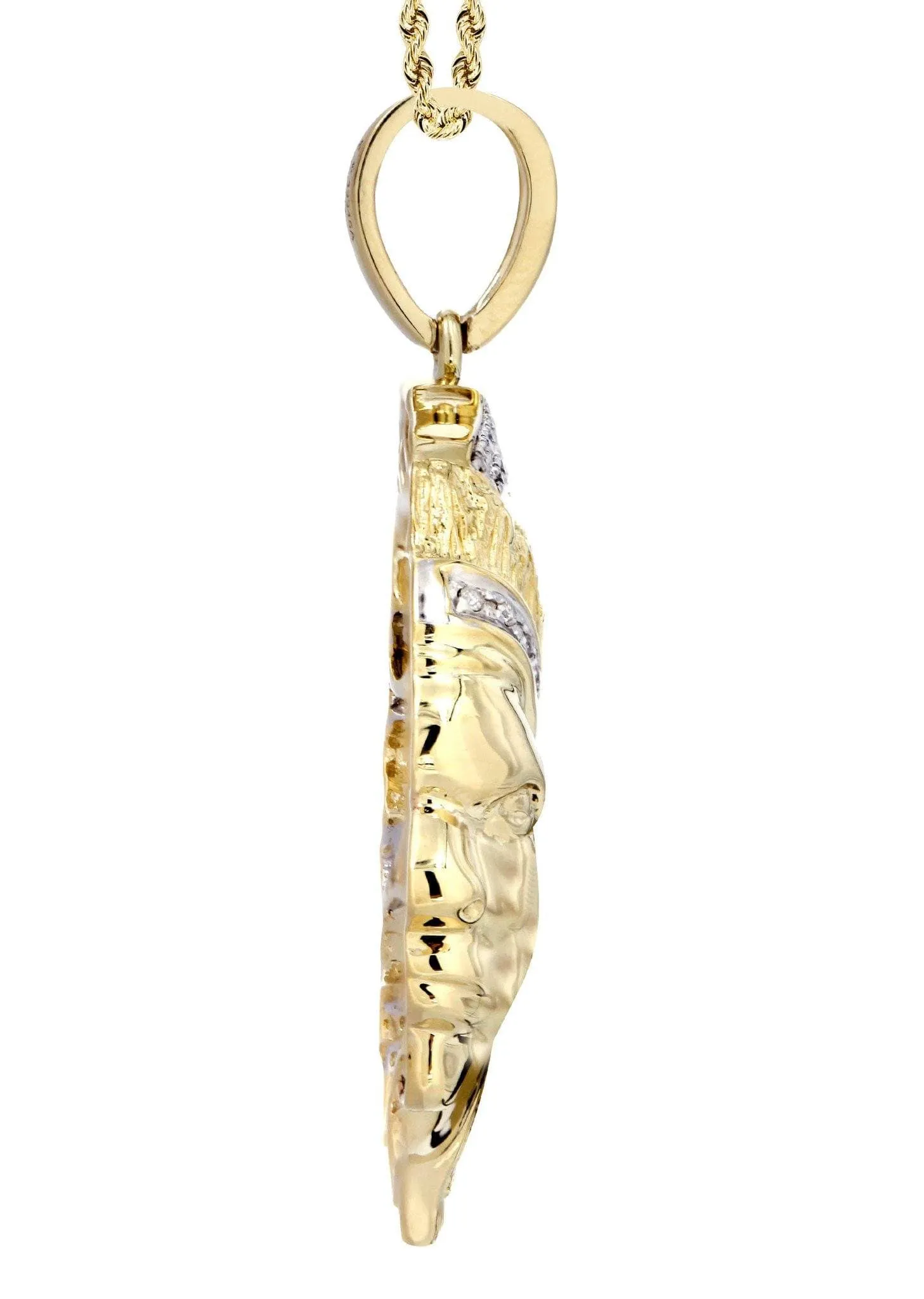 10K Yellow Gold Head Chief Diamond Necklace  | 0.39 Carats