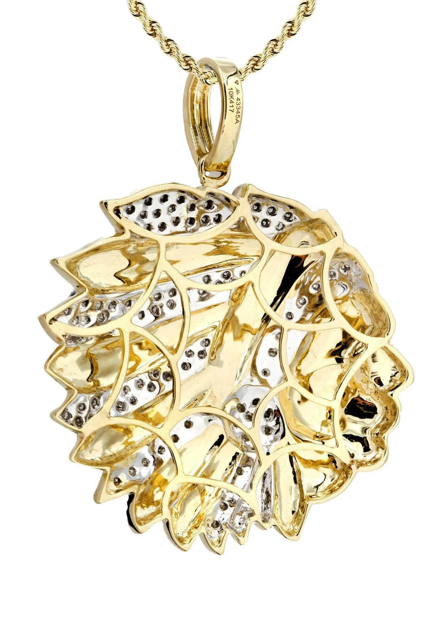 10K Yellow Gold Head Chief Diamond Necklace  | 0.39 Carats