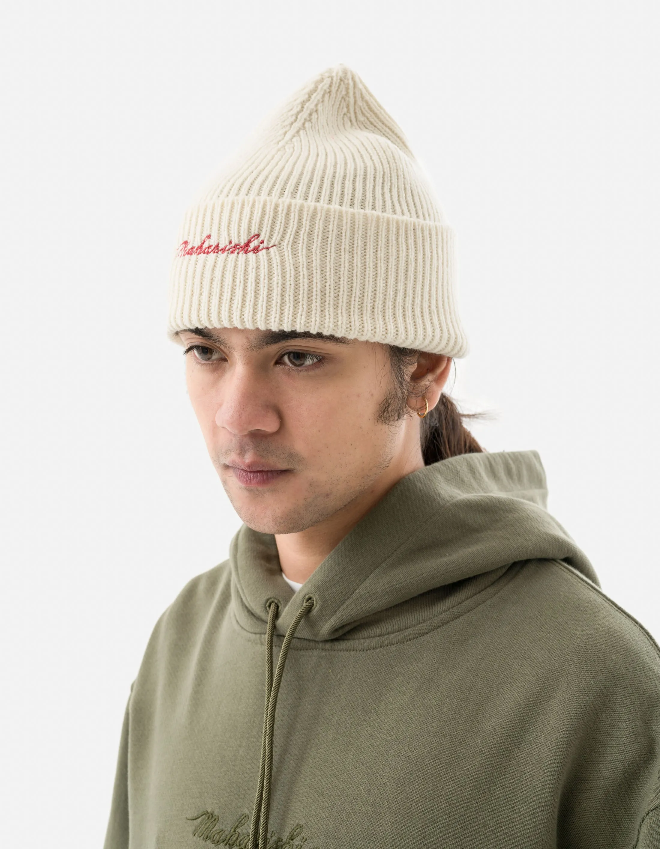 1368 Maharishi Embroidered Beanie Ecru