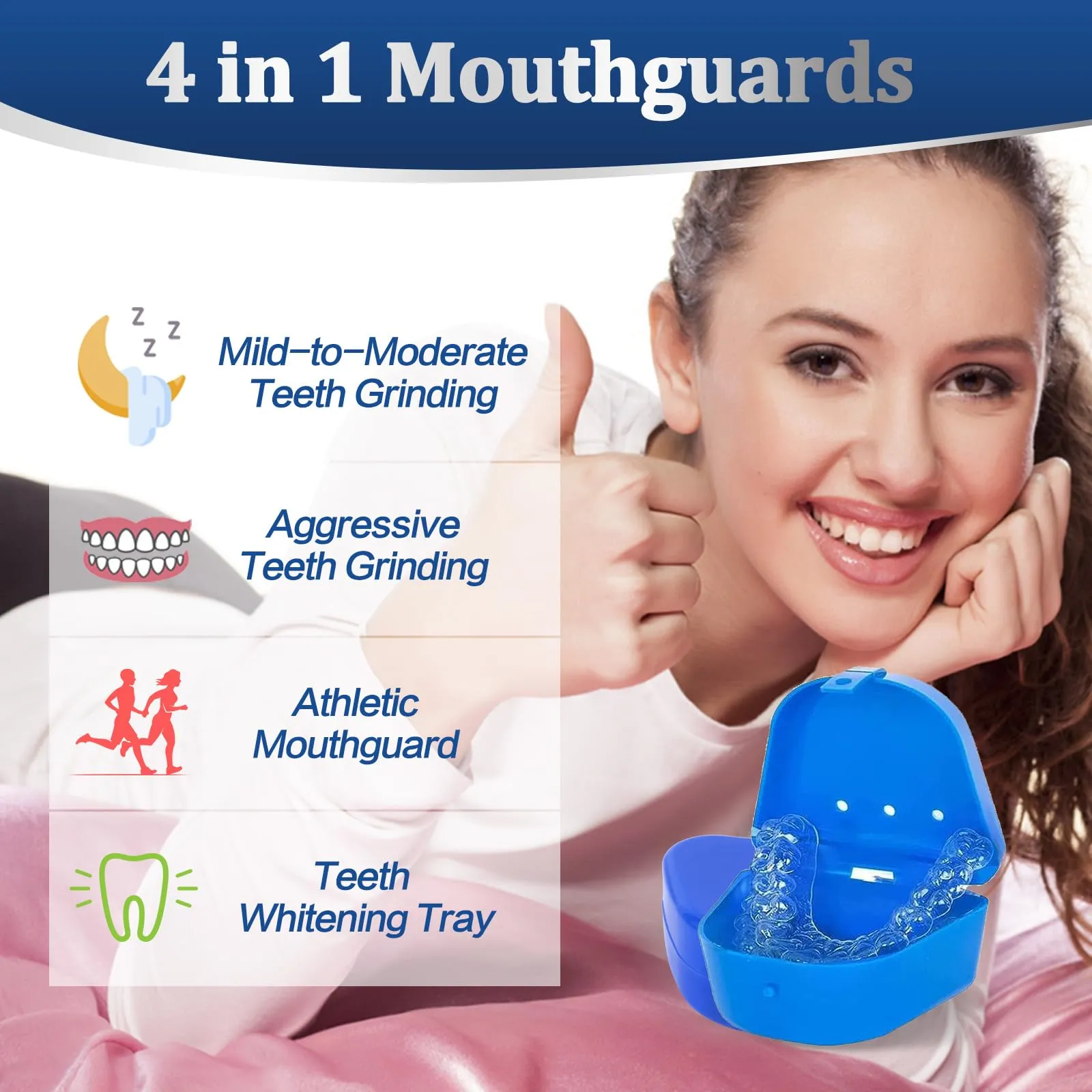 24 Mouth Guard for Grinding Teeth at Night, 2 Sizes, Teeth Clenching Small Mouth Guard for Kids Sleep, Bite Guard for Adults Teeth Clenching Nighttime, Custom Moldable Thin Dental Guard