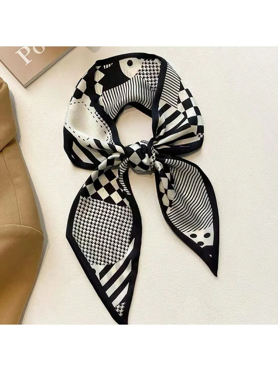 4pcs Classic Black Multi-Purpose Long Skinny Scarf For Tying Bags, Hair Decoration, Neck Scarf, Etc.