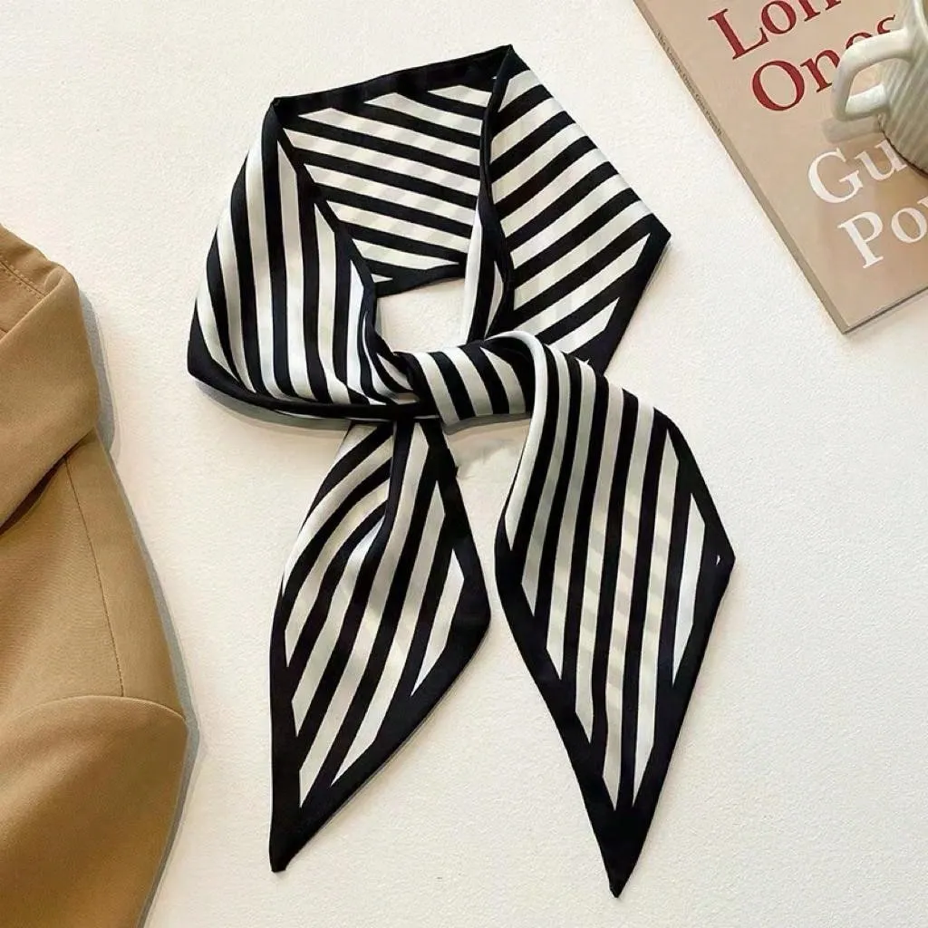 4pcs Classic Black Multi-Purpose Long Skinny Scarf For Tying Bags, Hair Decoration, Neck Scarf, Etc.