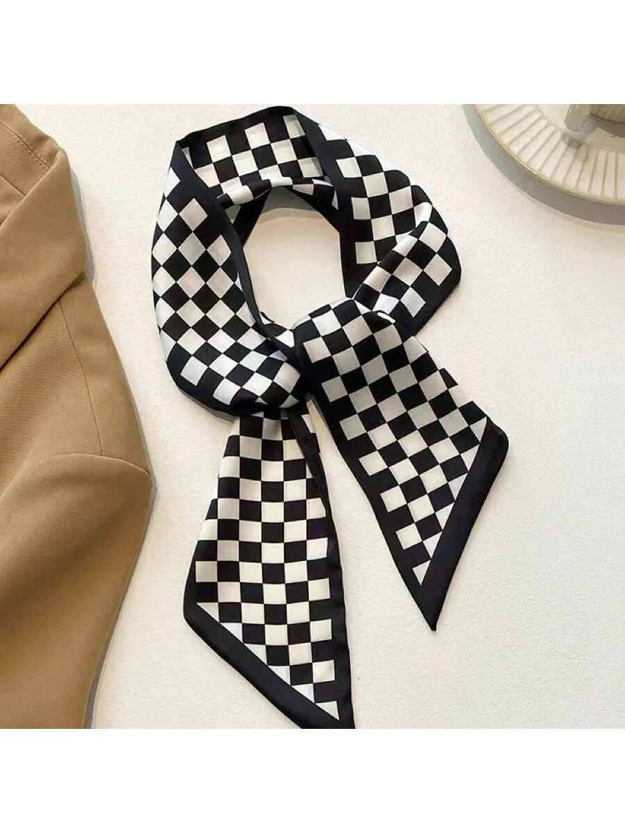 4pcs Classic Black Multi-Purpose Long Skinny Scarf For Tying Bags, Hair Decoration, Neck Scarf, Etc.