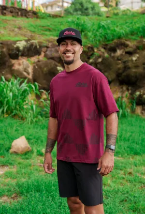 ALOHA BLACK & MAROON KĀPALA T-SHIRT