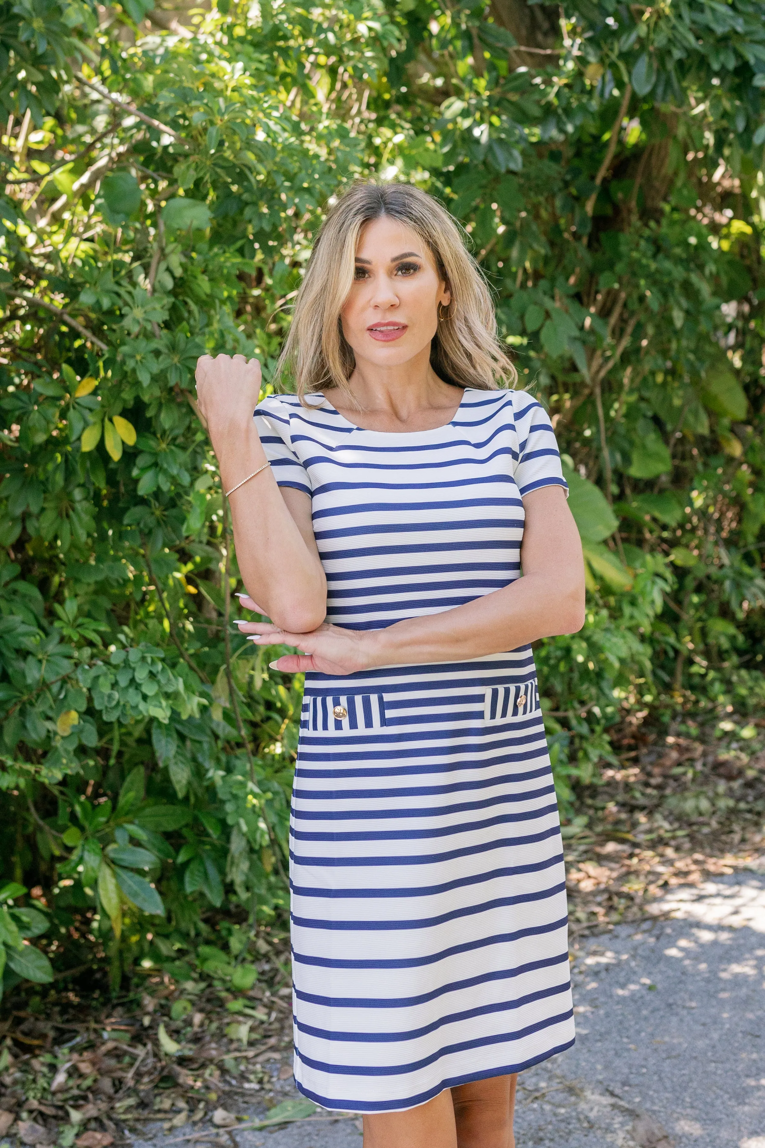 Barrington Dress Navy Stripe