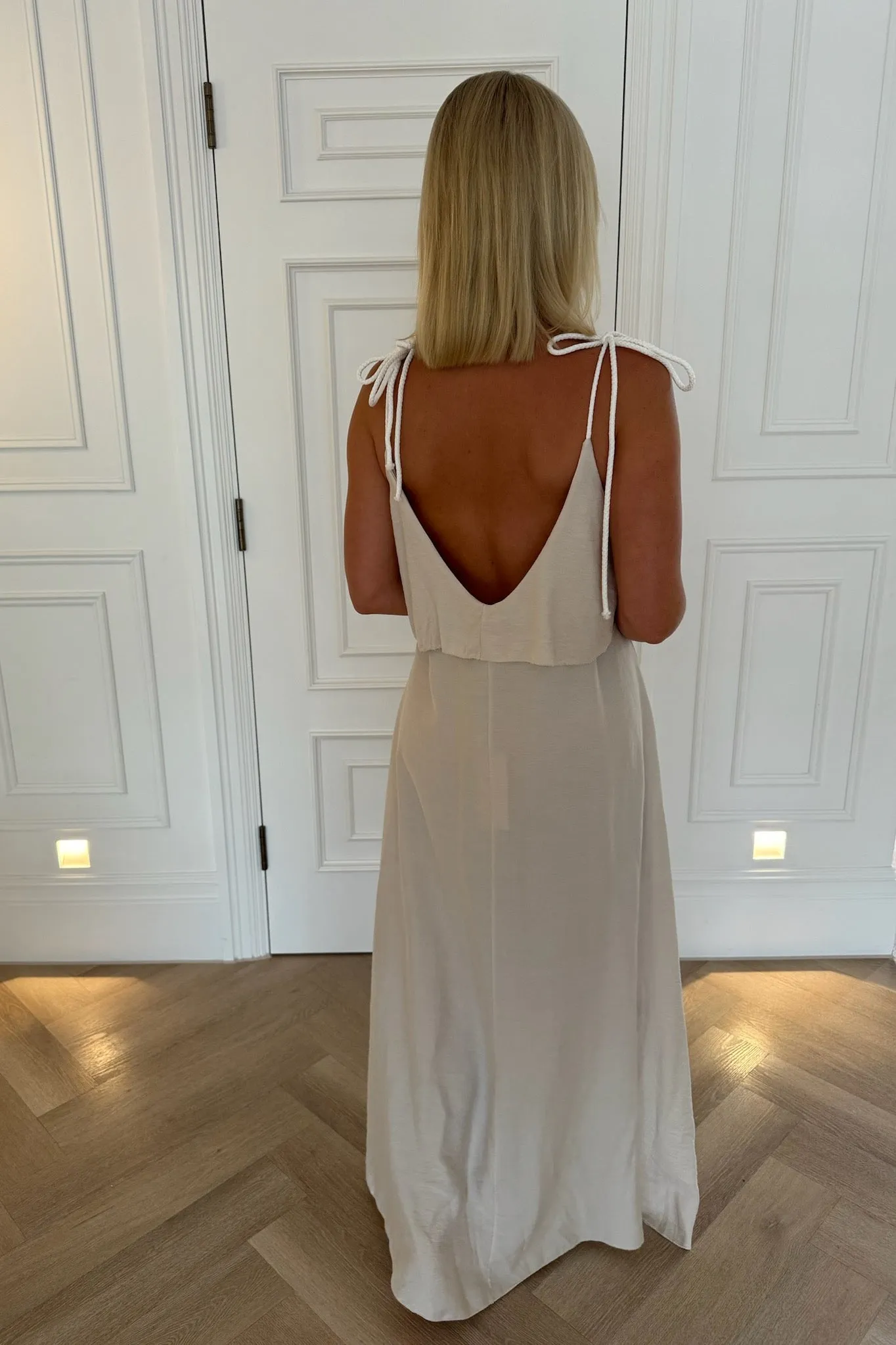 BEIGE ROPE TIE MAXI DRESS