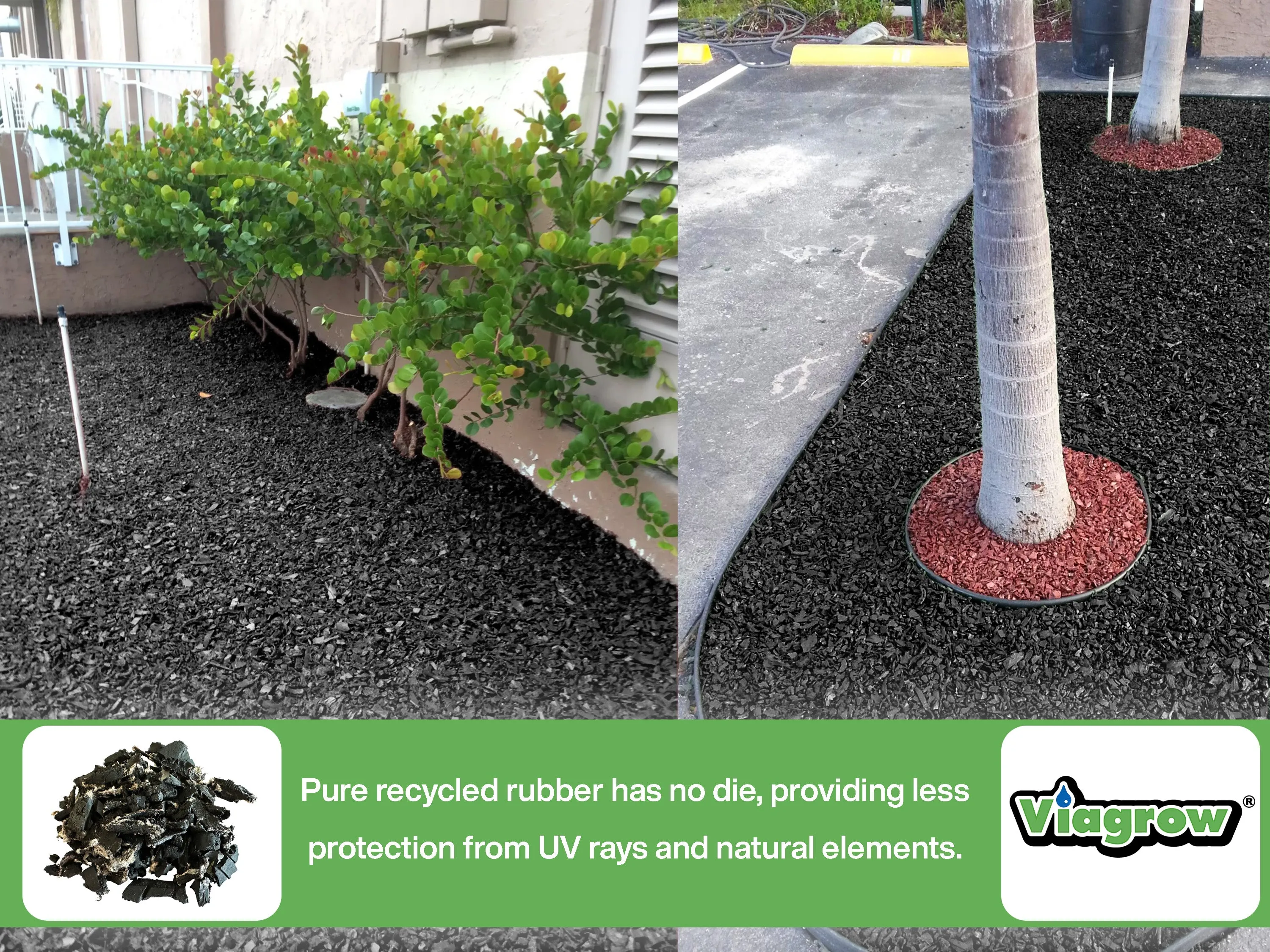 Black, No Dye, Rubber Playground & Landscape Mulch by Viagrow, 1.5 CF Bag ( 11.2 Gallons / 42.3 Liters) (EA)