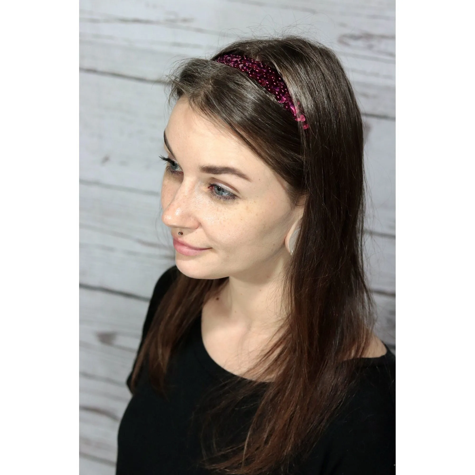 Black Sequin Headbands - 12 Pack