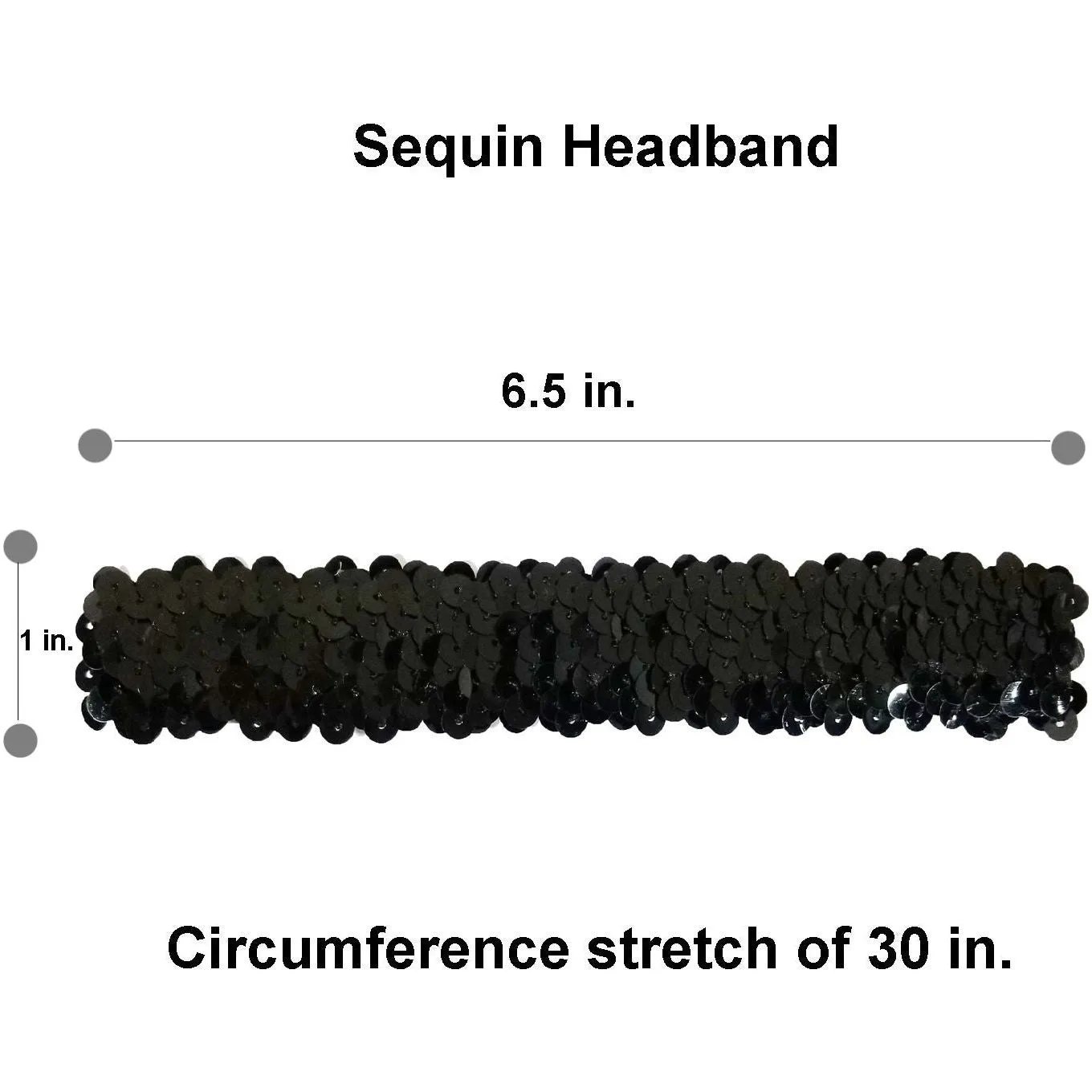 Black Sequin Headbands - 12 Pack