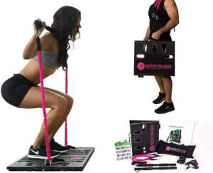 BodyBoss Home Gym 2.0 - Full Portable Gym Home Workout Package   1 Set of Resistance Bands - Collapsible Resistance Bar, Handles - Full Body Workouts