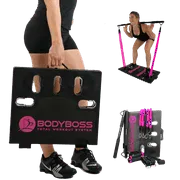 BodyBoss Home Gym 2.0 - Full Portable Gym Home Workout Package   1 Set of Resistance Bands - Collapsible Resistance Bar, Handles - Full Body Workouts