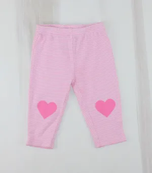 CARTERS PINK STRIPES WITH HEART KNEE LEGGINGS 3-6M EUC