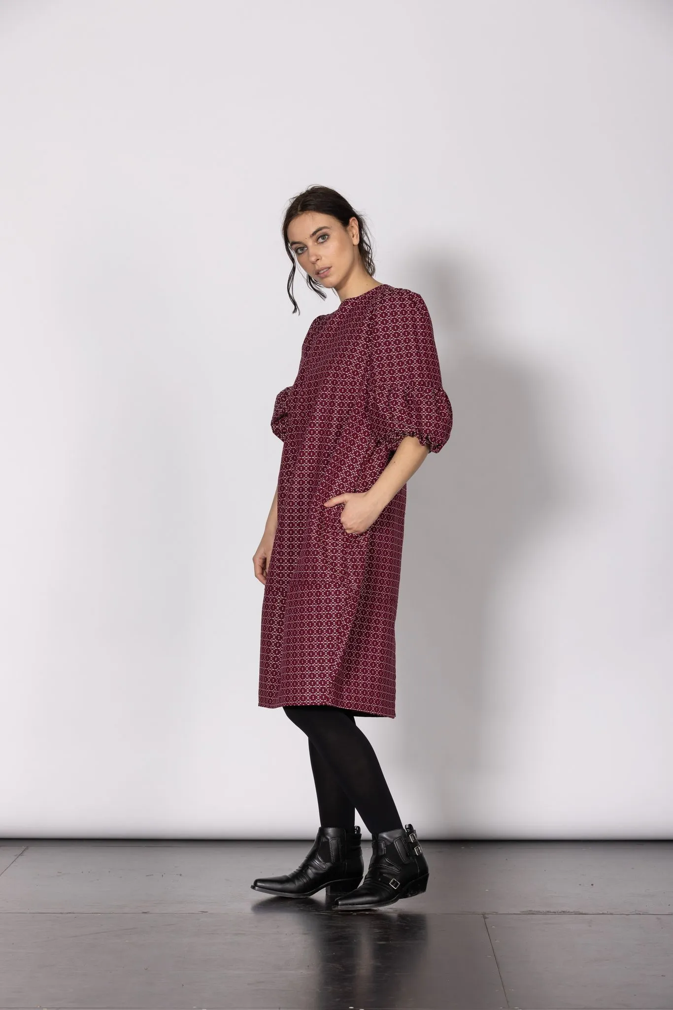 Direction Dress - Maroon Weave