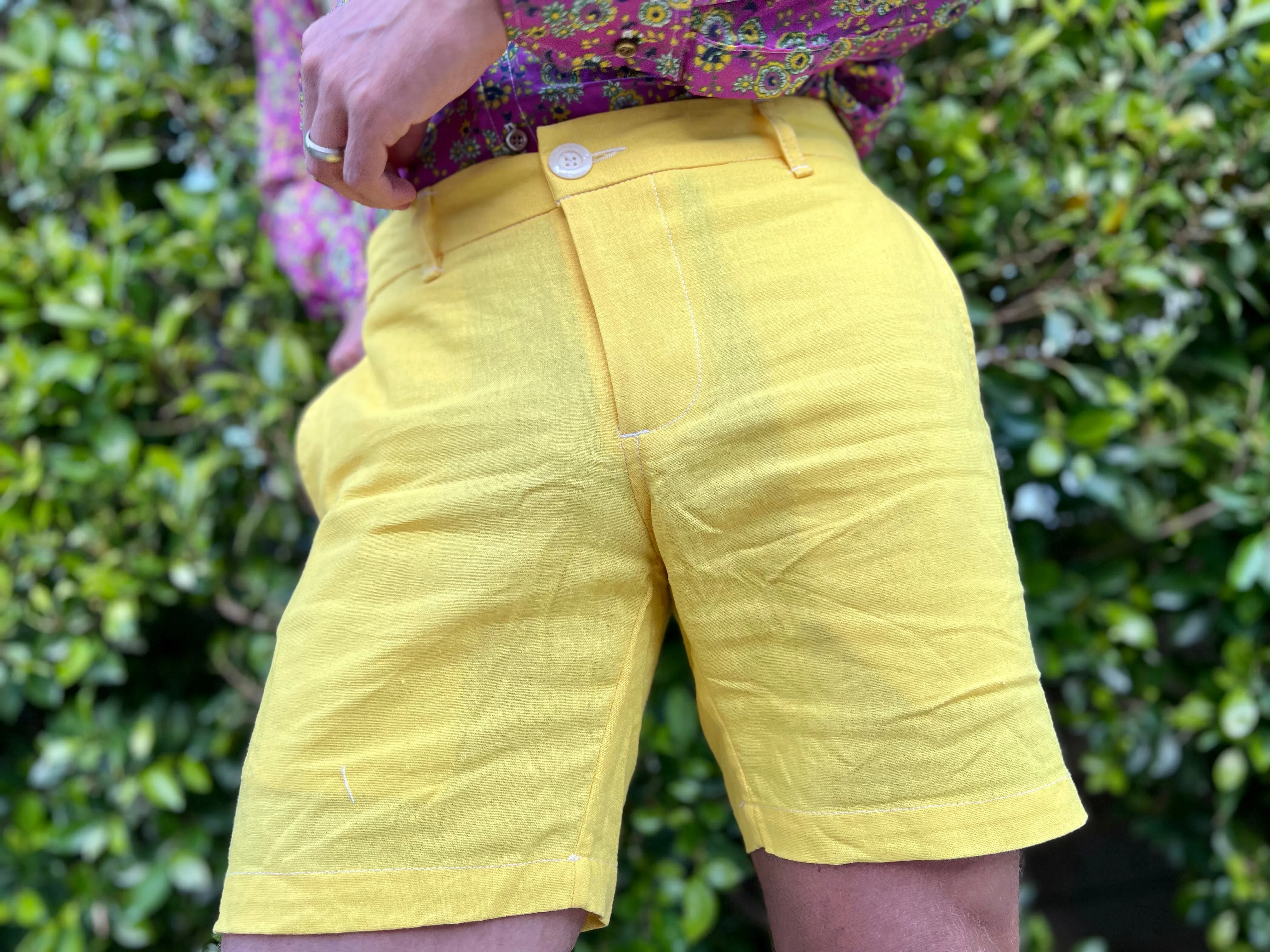 fly yellow linen short