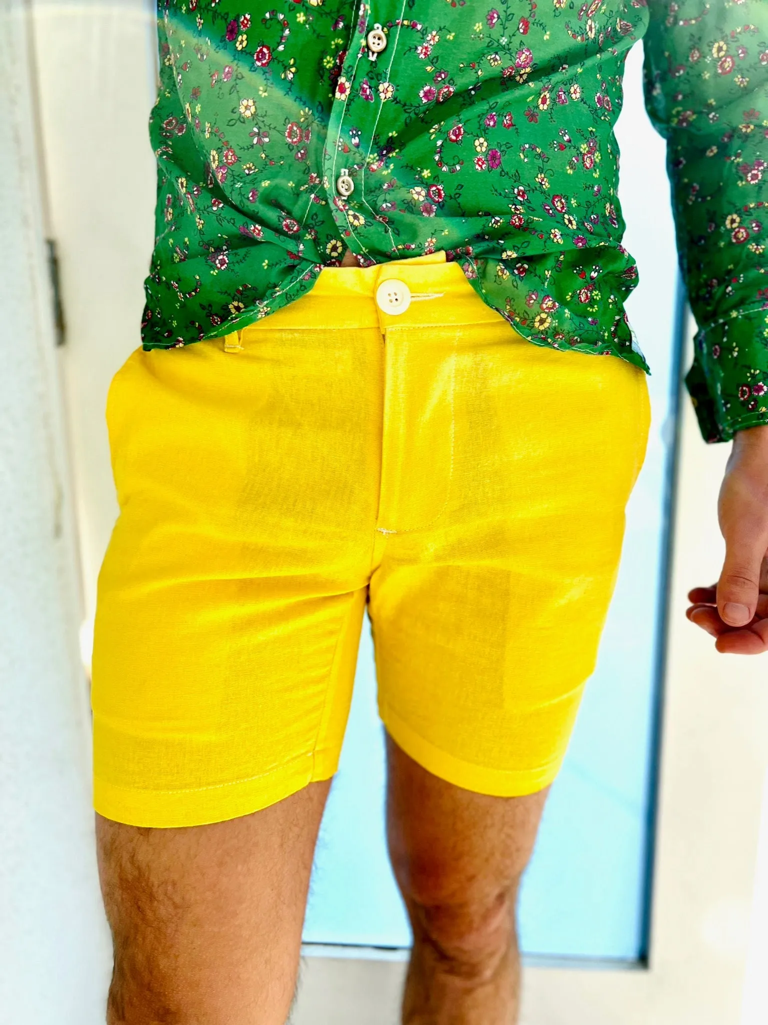 fly yellow linen short