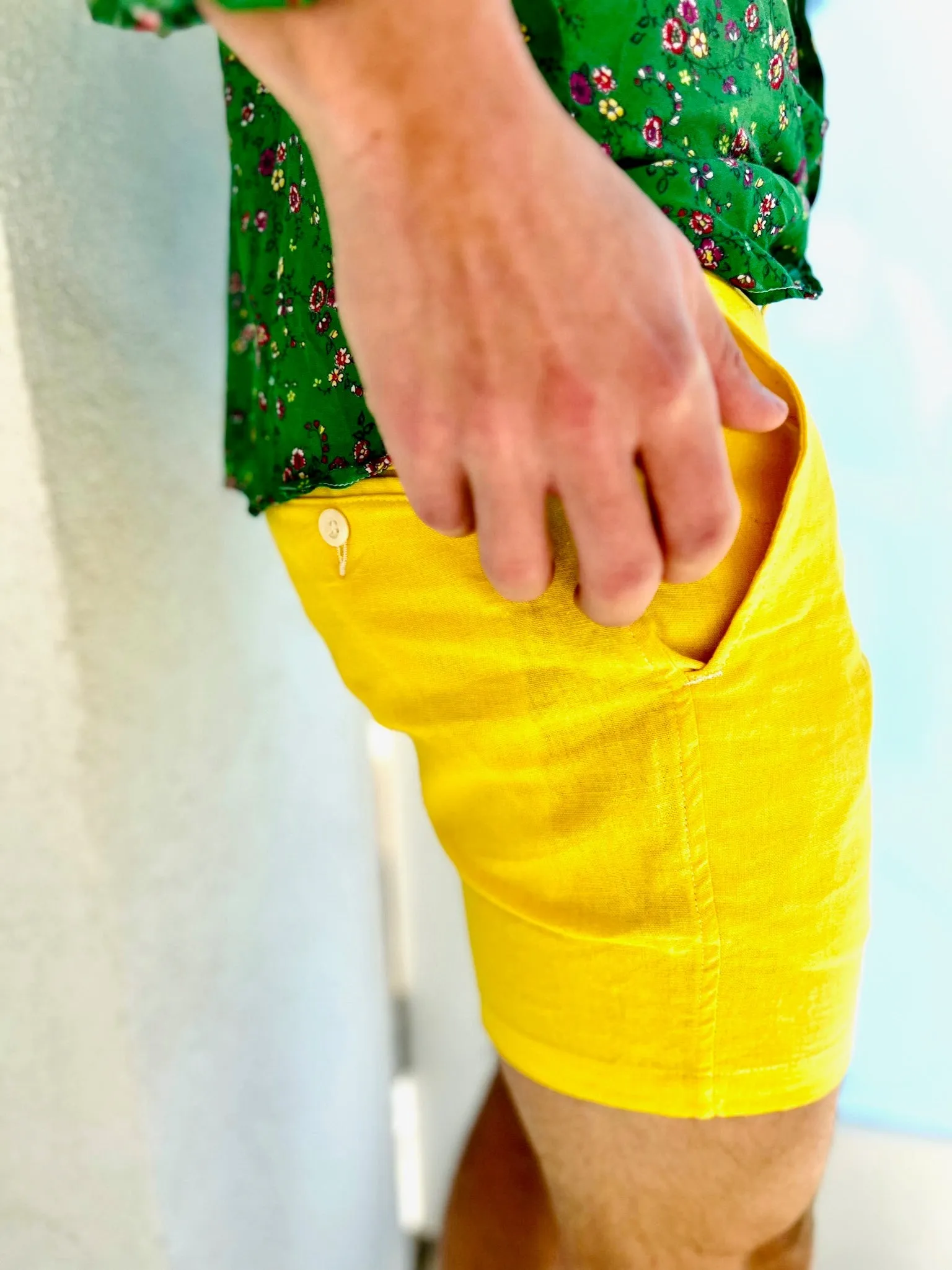 fly yellow linen short