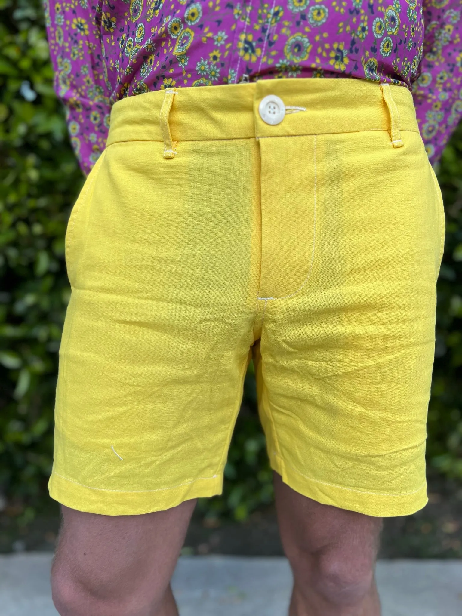 fly yellow linen short