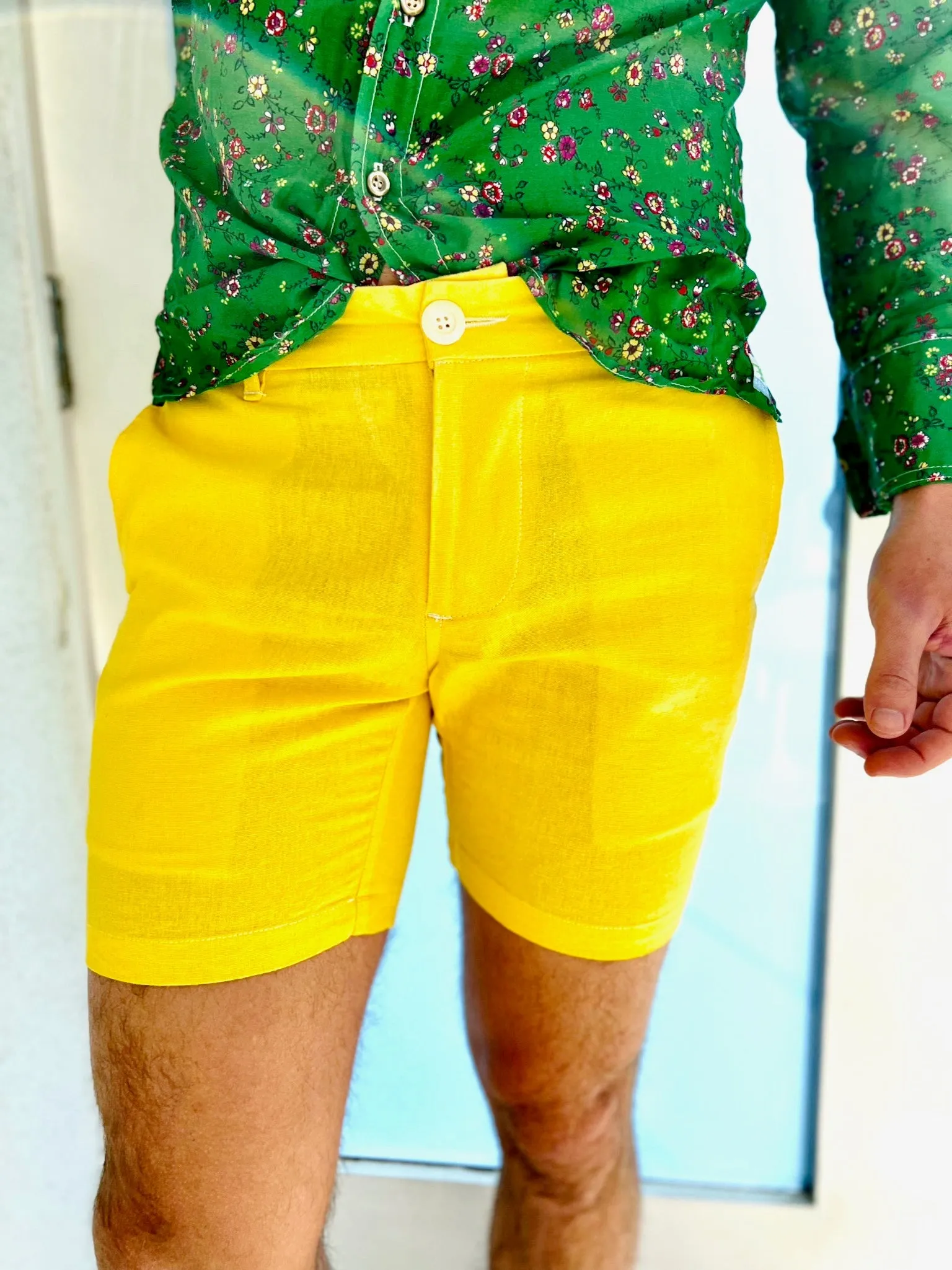 fly yellow linen short