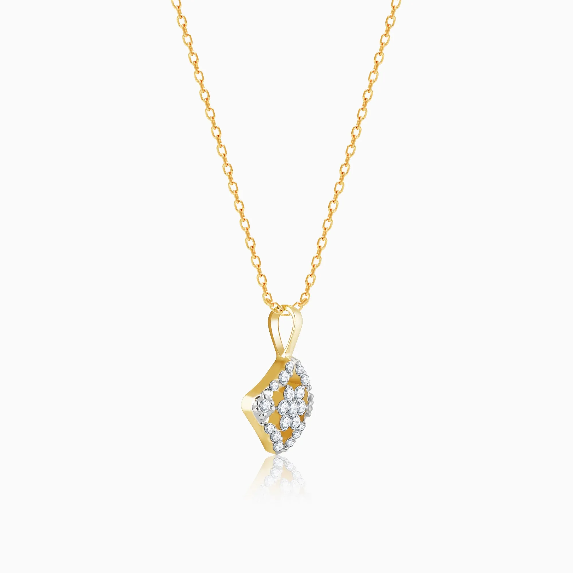 Gold Square Enigma Diamond Pendant