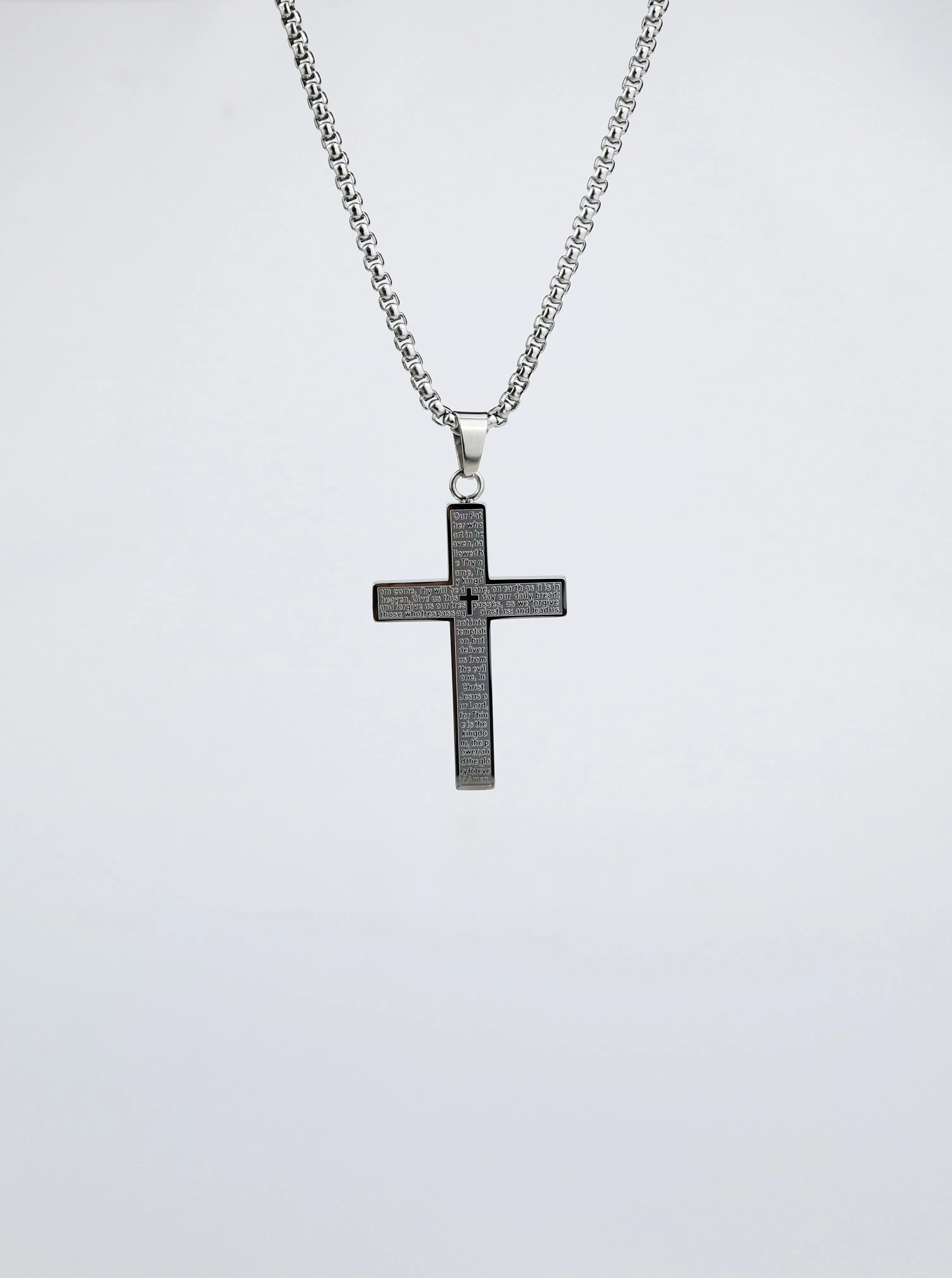 Lord's Prayer Cross Pendant Necklace