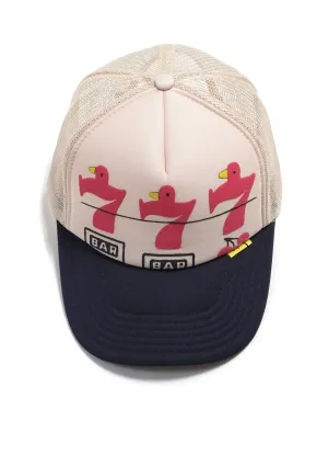 LUCKY BATTERY BIRD | Trucker Cap | Ecru/Navy