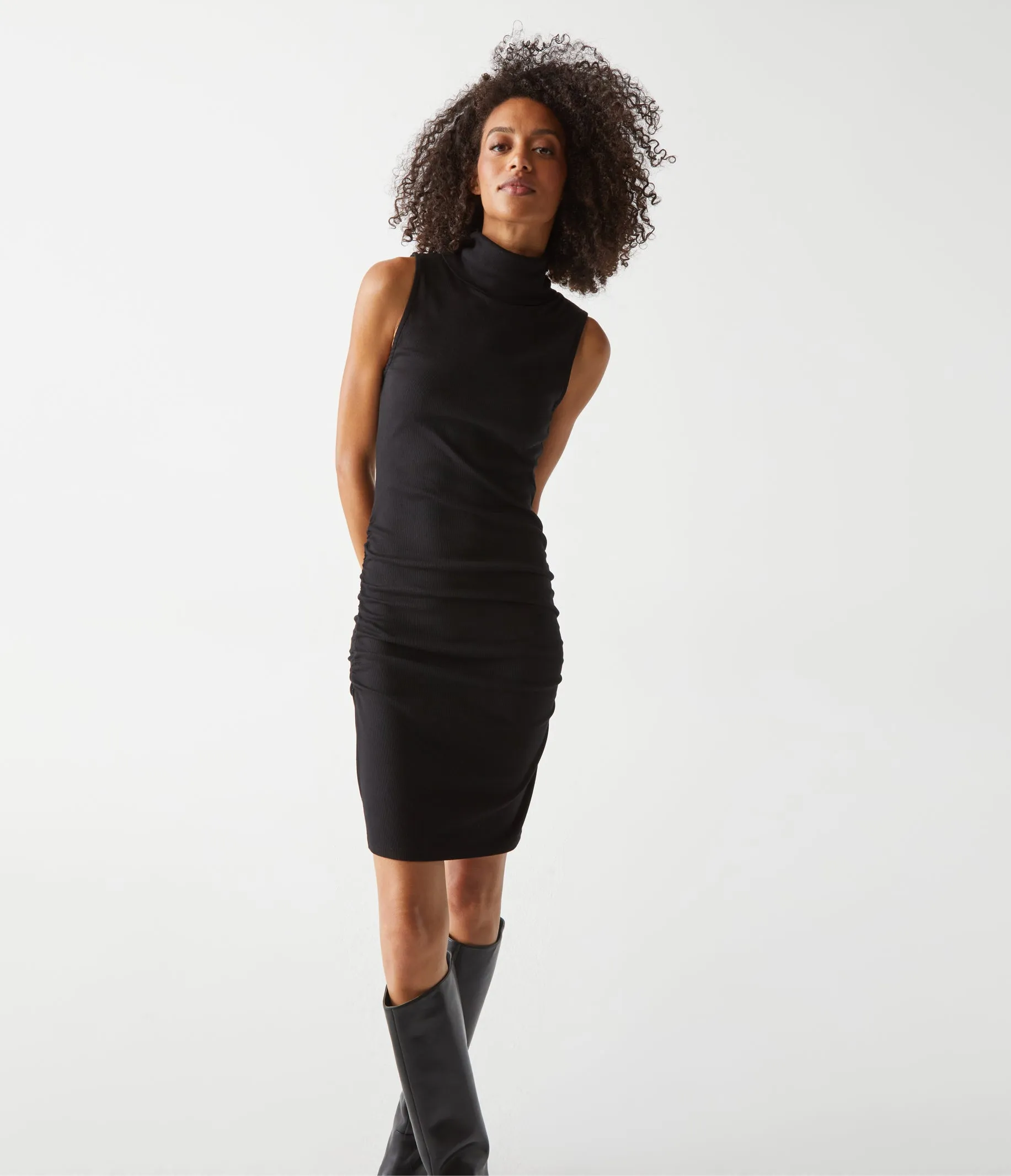 Macy Mock Neck Ribbed Dress