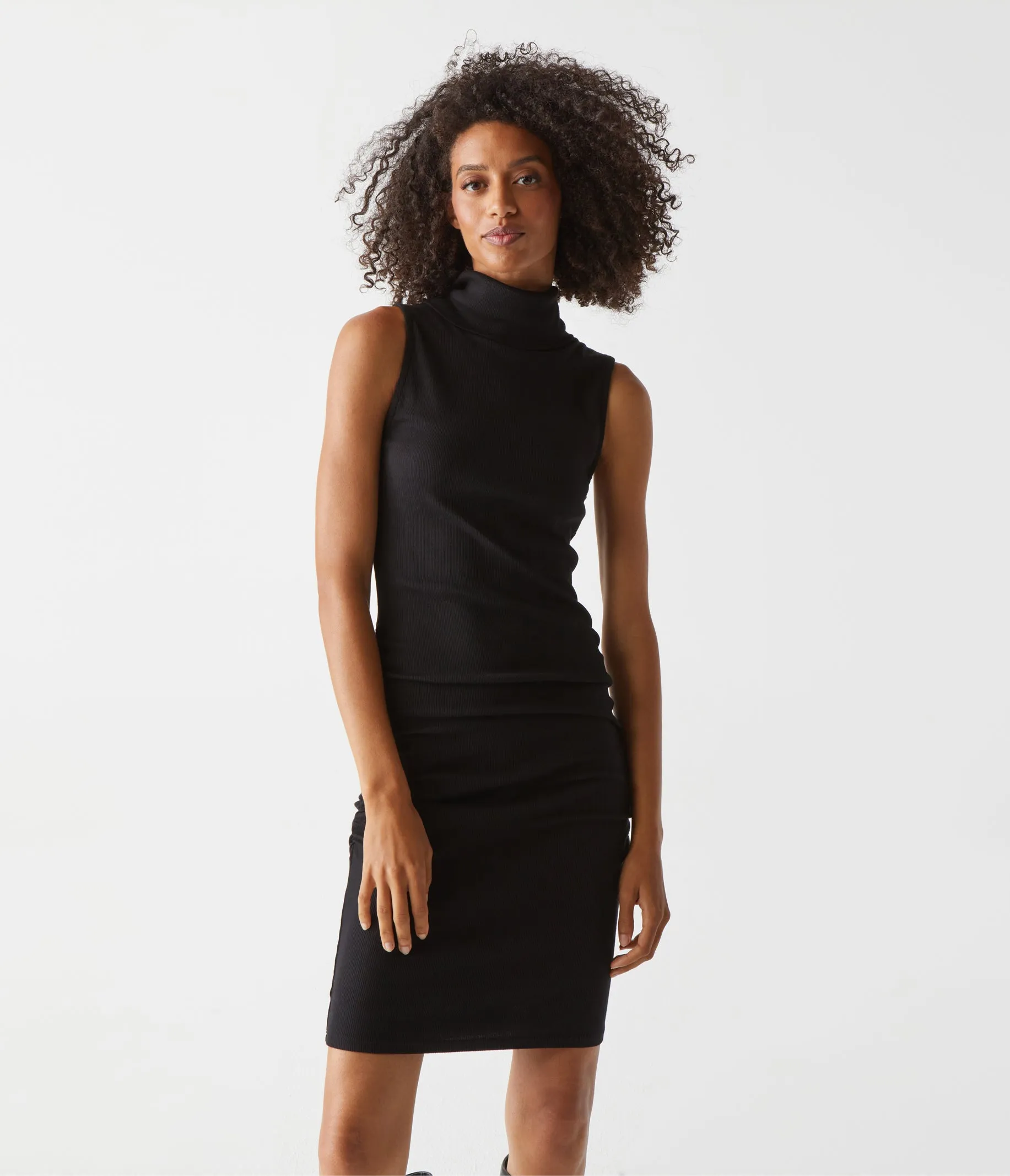 Macy Mock Neck Ribbed Dress