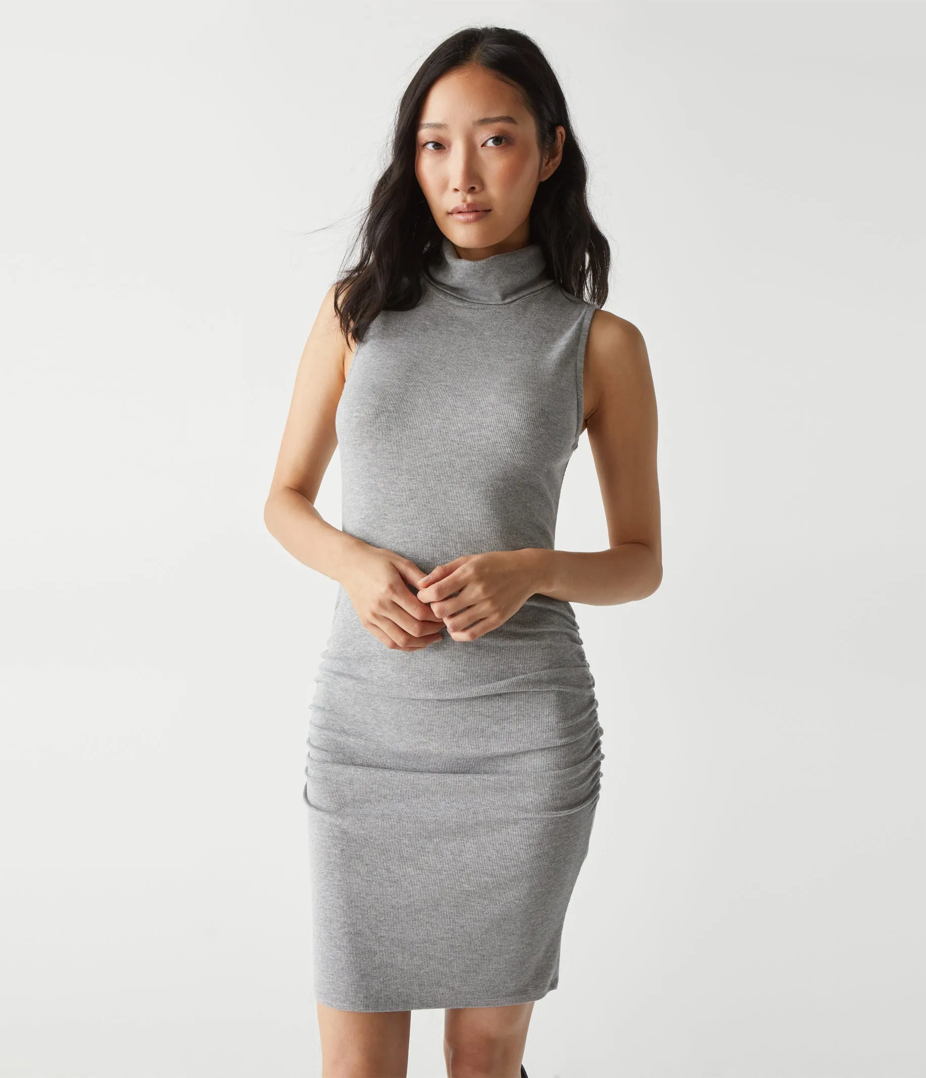 Macy Mock Neck Ribbed Dress