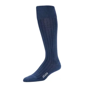 Oliver - Ribbed Organic Cotton Over Calf Socks - Navy