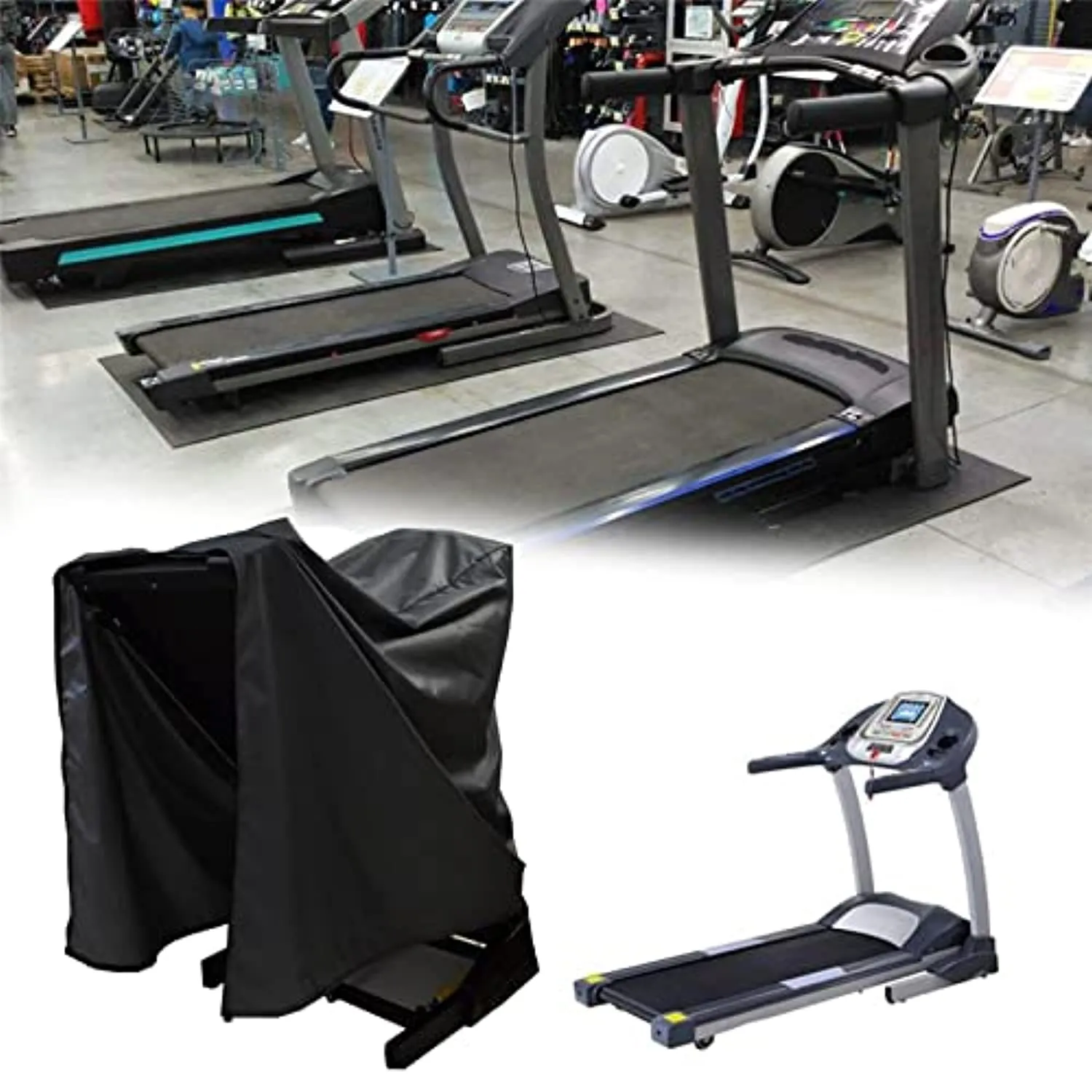 RHDFKOD Folding Running Machine Protective Cover, Indoor Outdoor Treadmill Cover Waterproof Oxford Cloth Treadmill Cover with Zipper for for Fitness Equipment