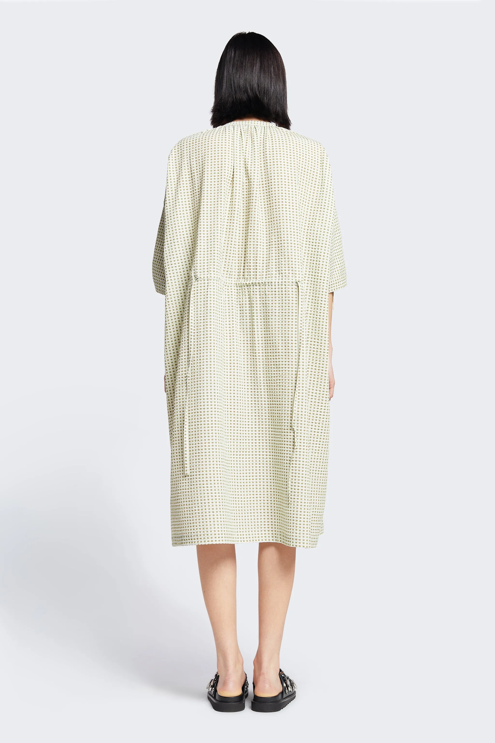 Spiral Gathered Dress Yellow Check