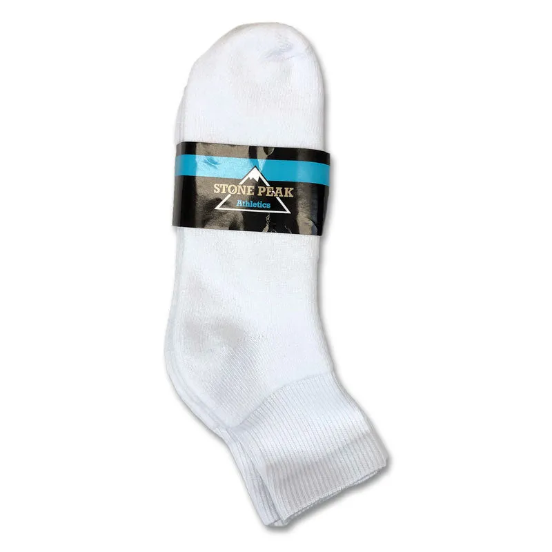 Stone Peak Adult 1/4 Crew Sport Socks - White 3pk