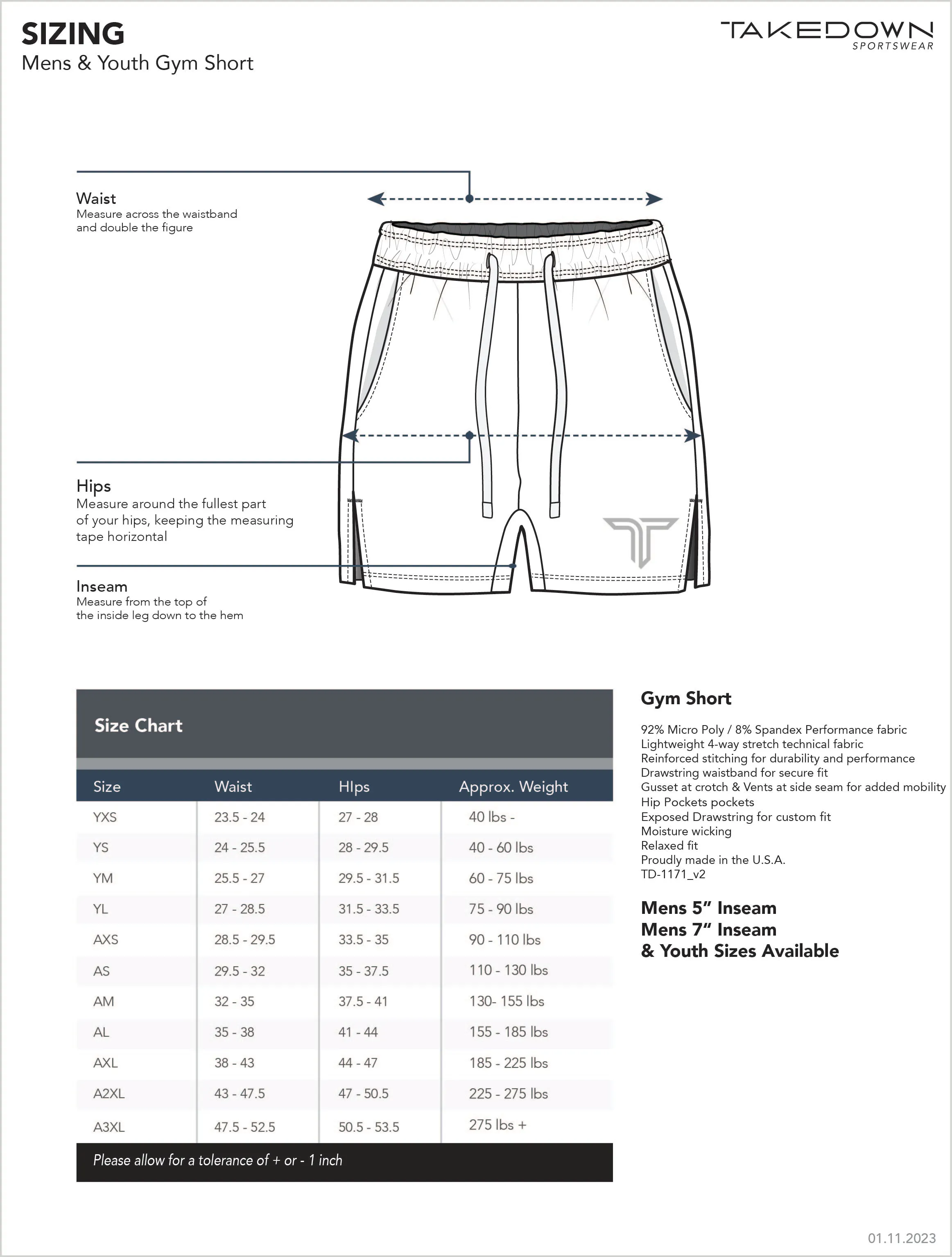 TD-GS-010 360° Custom Gym Shorts (5"&7“ Inseam)