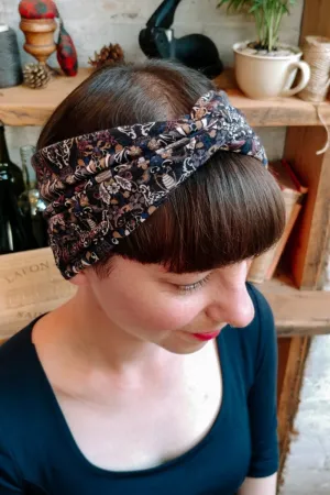 Turban Headband - black floral liberty print