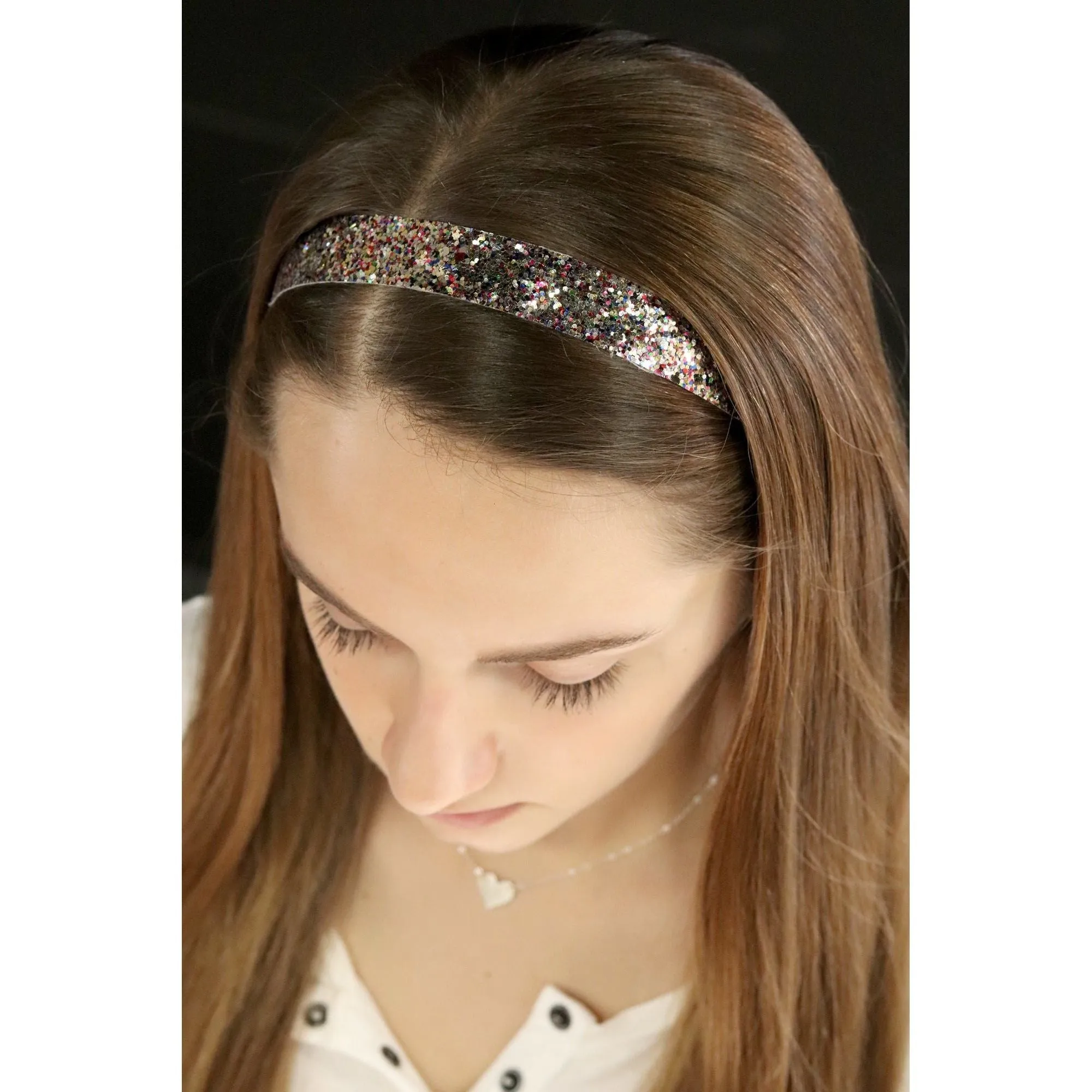 White Gold Zebra Glitter Headbands - 6 Pack