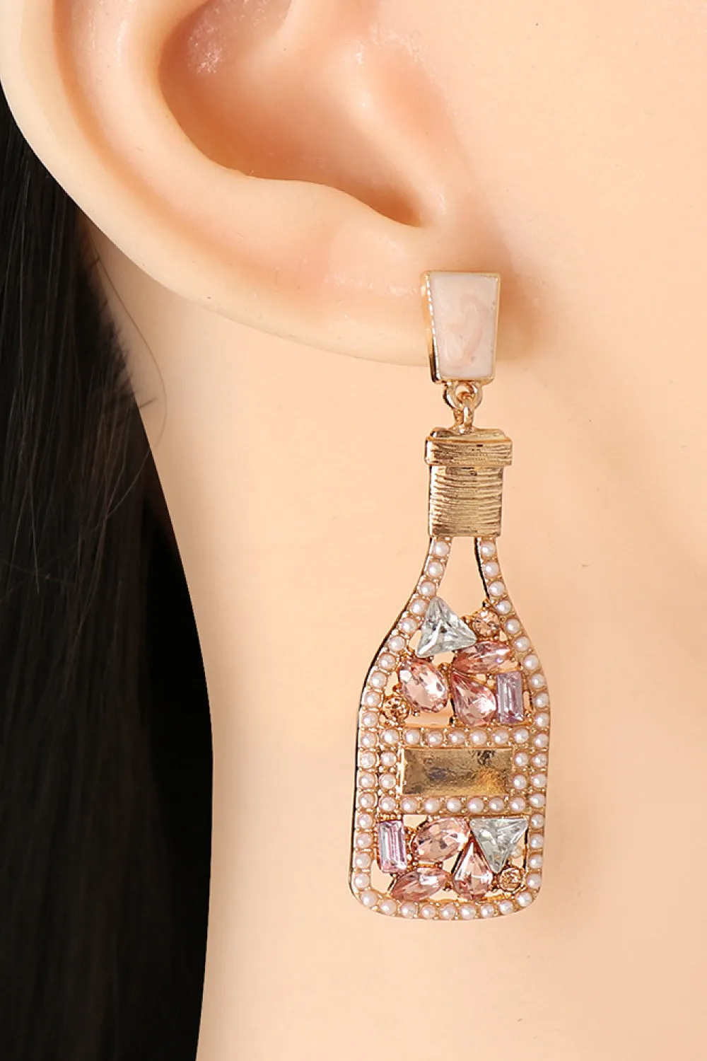 Wine Shape Zinc Alloy Acrylic Dangle Earrings